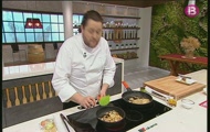 'Bacallà amb ceba glacejat amb allioli de bolets'