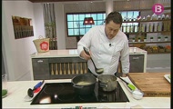 'Arròs venere melós de gorgonzola amb bacallà i oli de ruca'